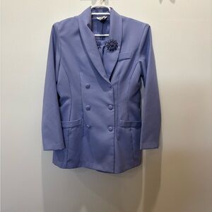 Elegant Lavender Double-Breasted Blazer: Size 8P